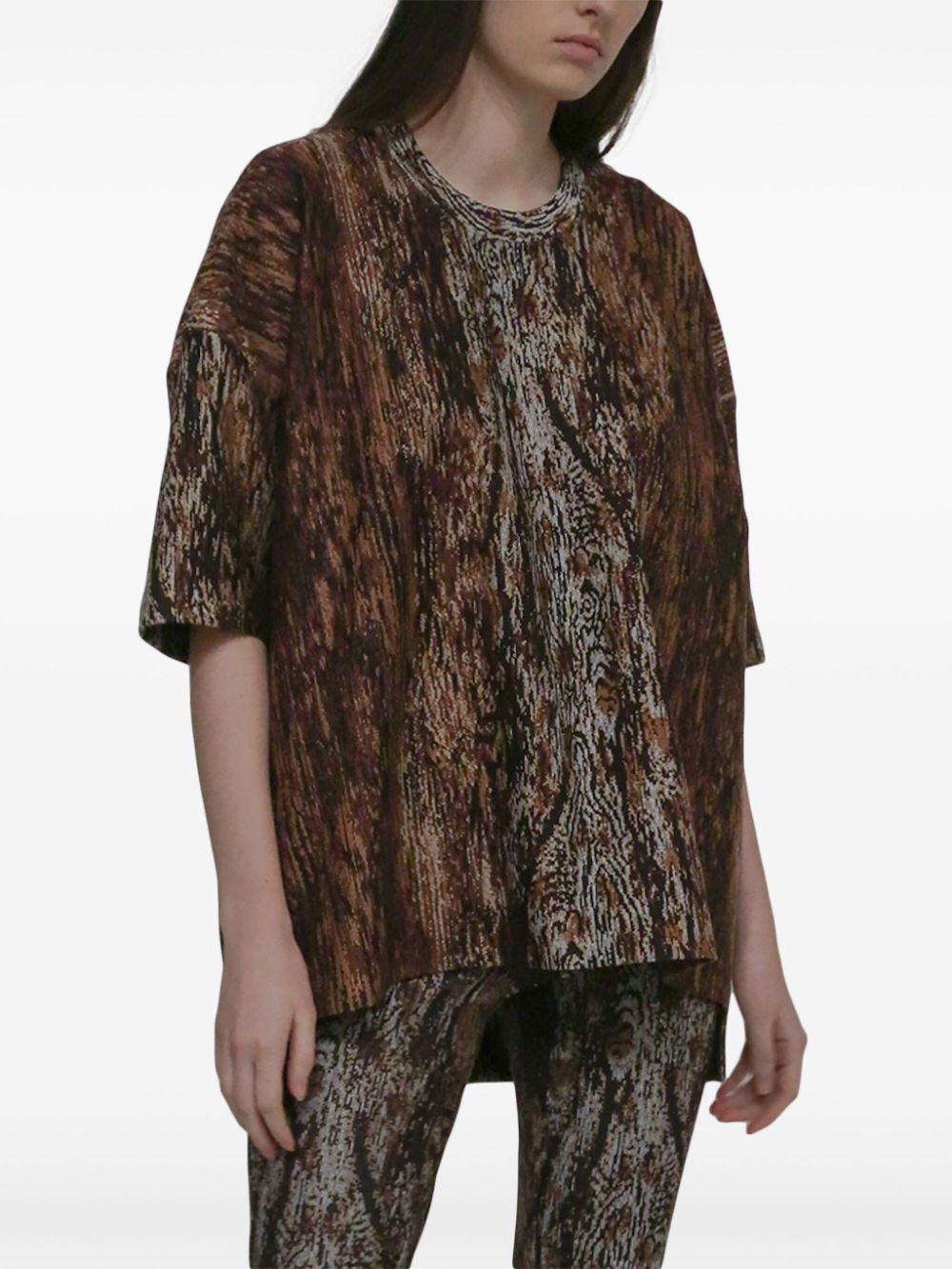 Collapsed printed T-shirt - Brown