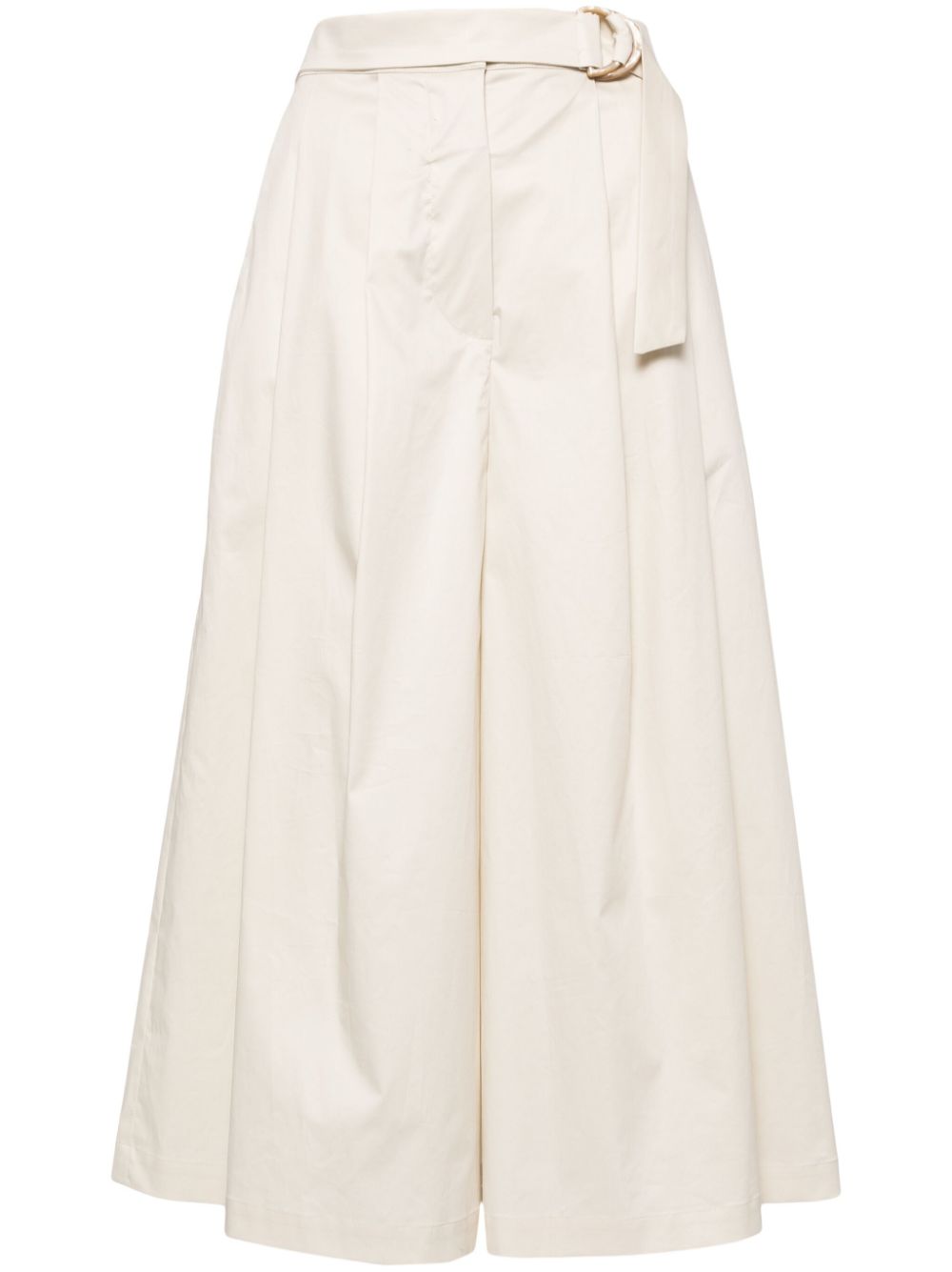 Cropped wide-leg trousers - Neutrals