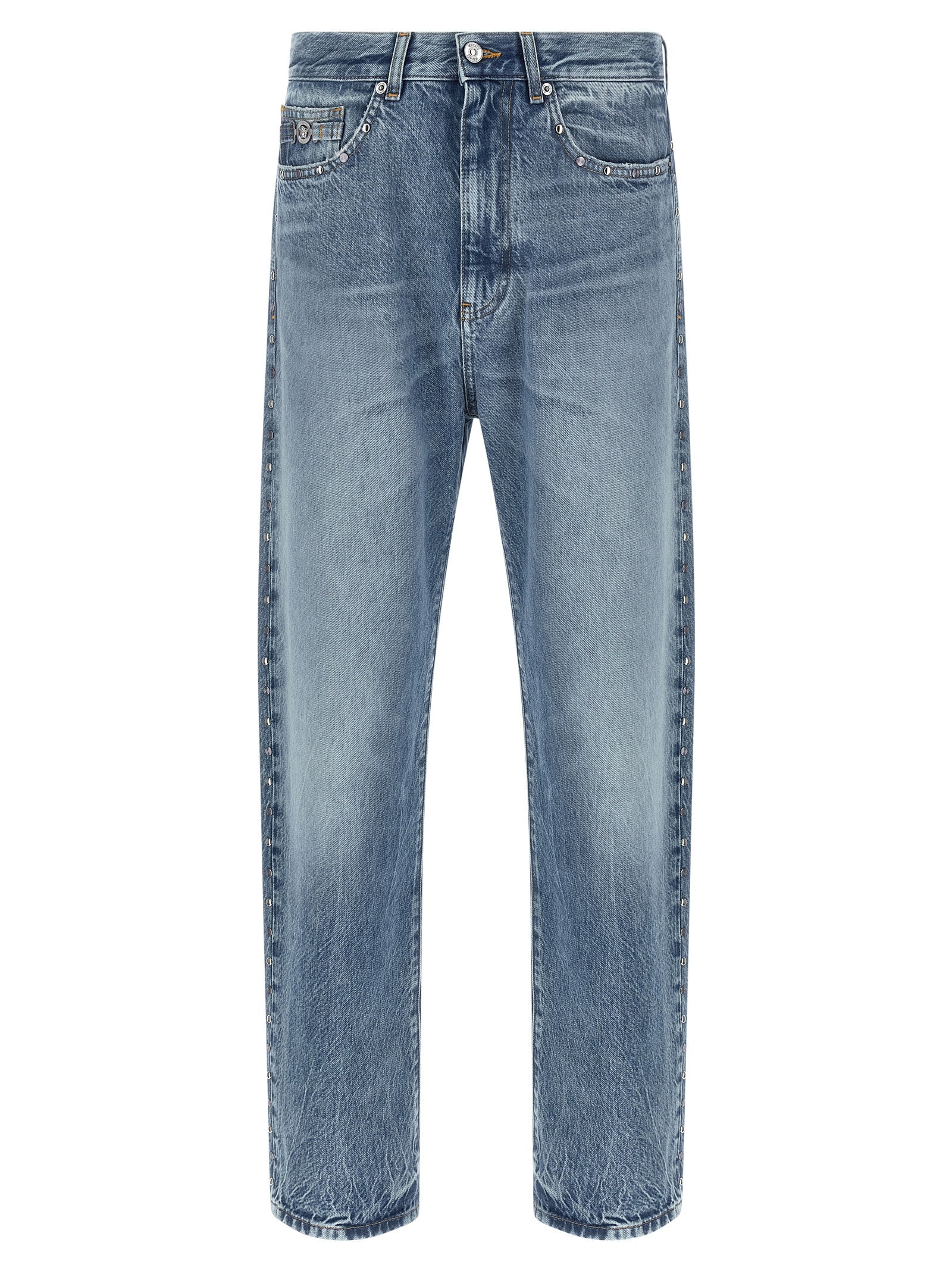 Cotton Straight-Leg Jeans — Blue