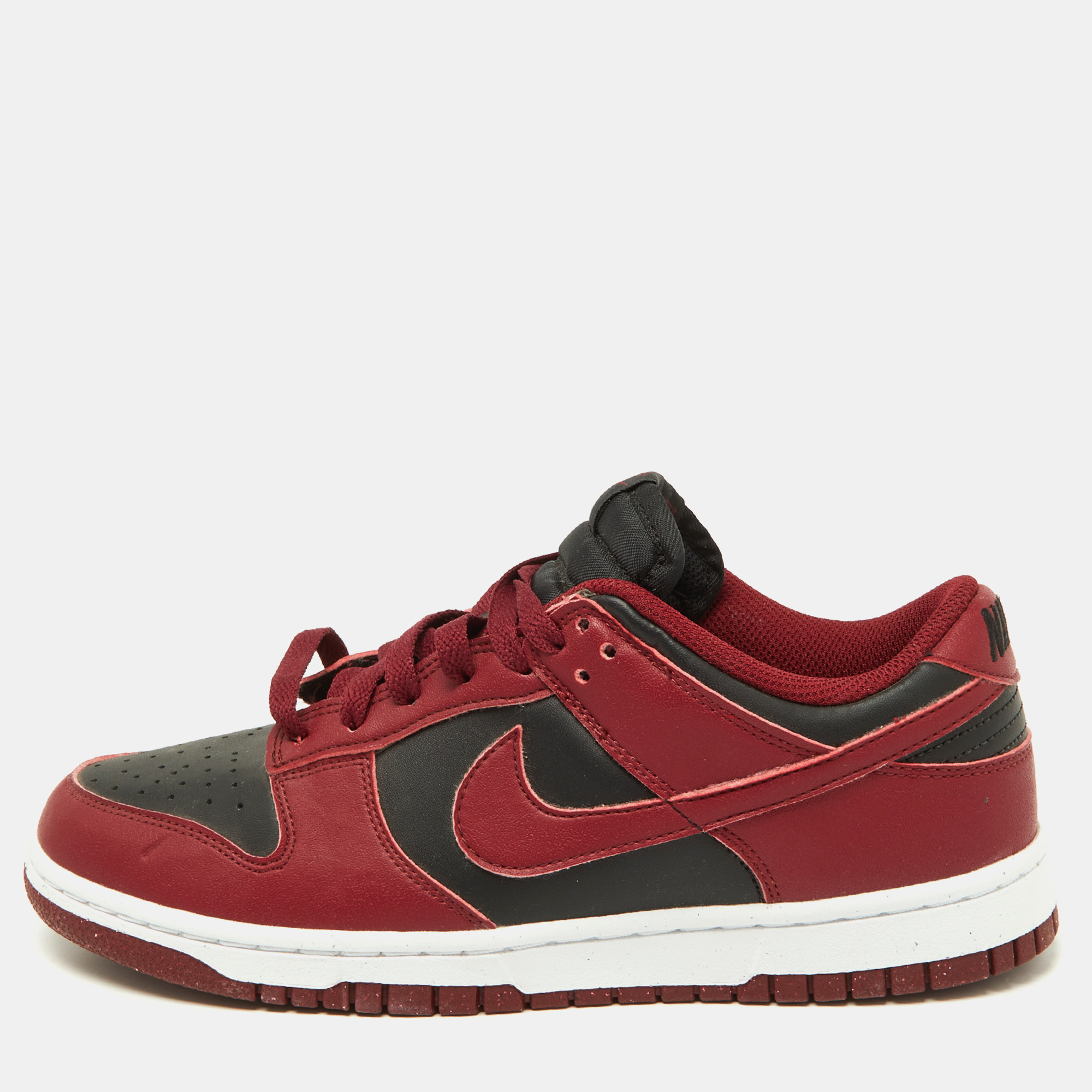 Nike Red/Black Leather Dunk Low Top "Team Red" Sneaker