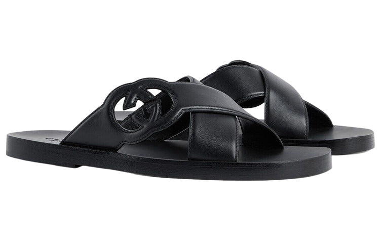 Interlocking G Slide Sandals 'Black'