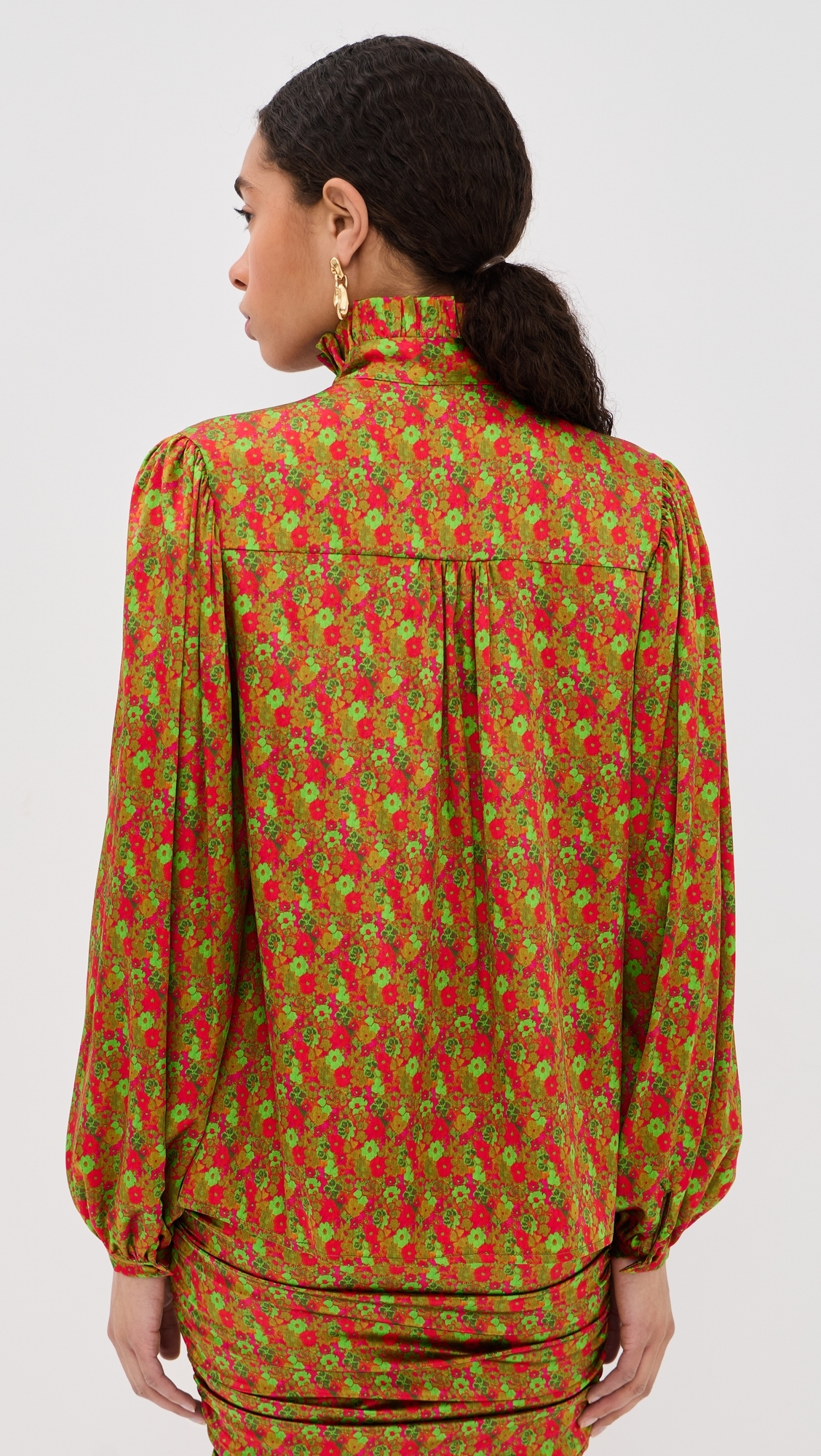 Maria Silk Blouse Floral Red