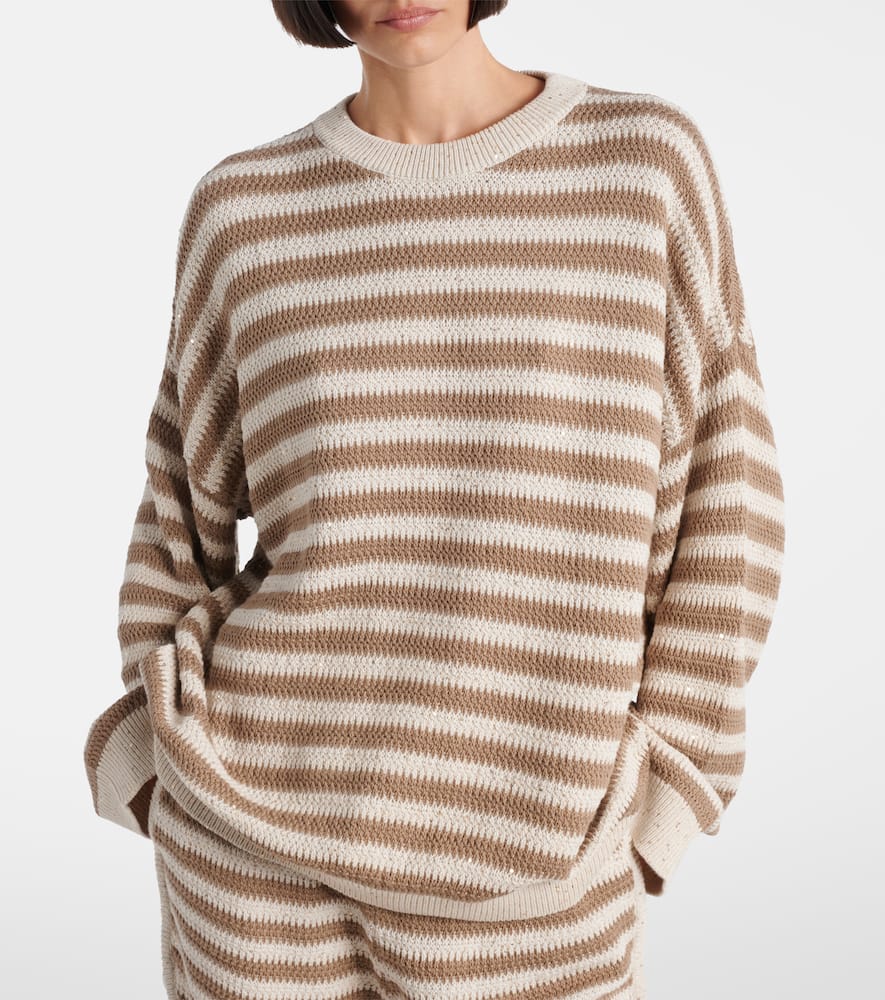 Striped cotton-blend sweater