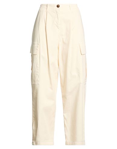 Woman Pants Ivory Size L Cotton, Elastane