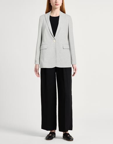 Woman Blazer Light grey Size 10 Cotton, Elastane