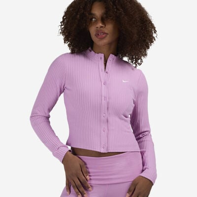Women's NSW Chill Knit Slim Wide-Ribbed Cardigan in Pink