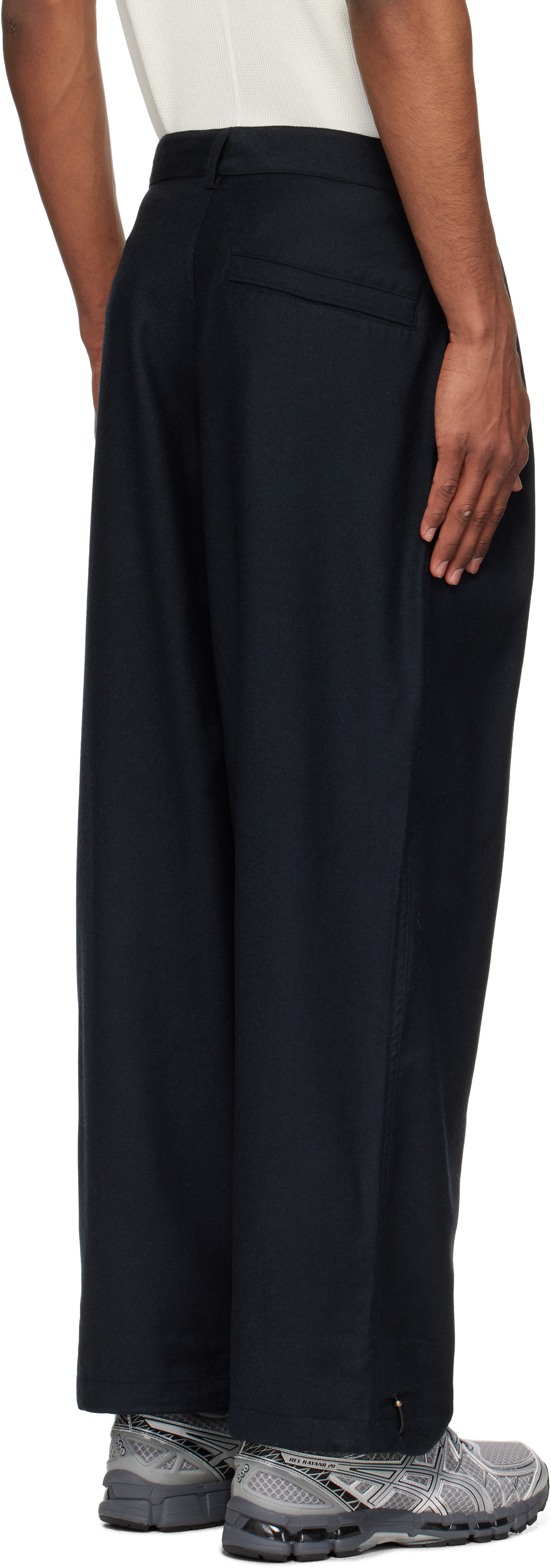 Maharishi Black 6058 Asymmetrical Wool Pleated Trousers