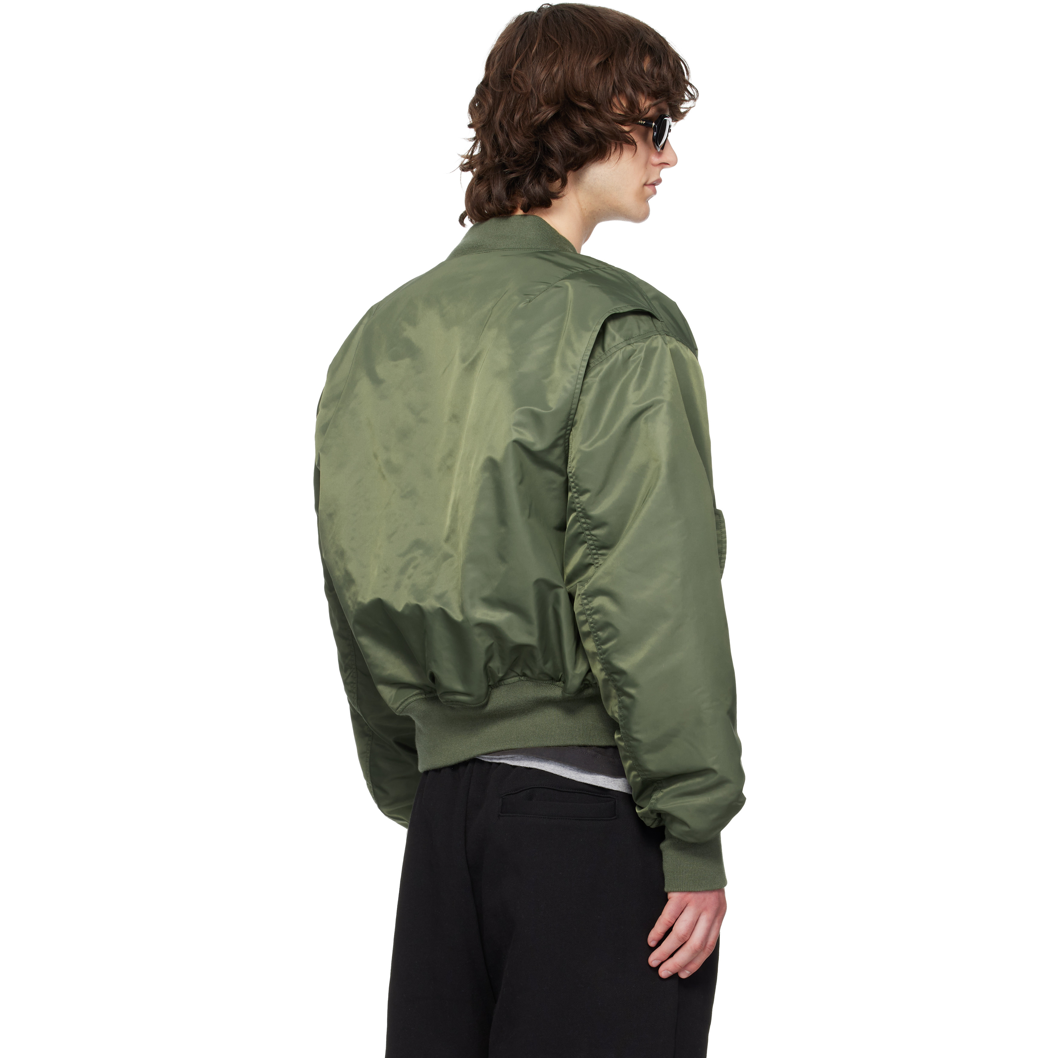 Khaki Cropped Broad Bomber Jacket