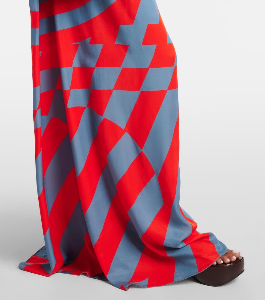 Printed satin maxi dress