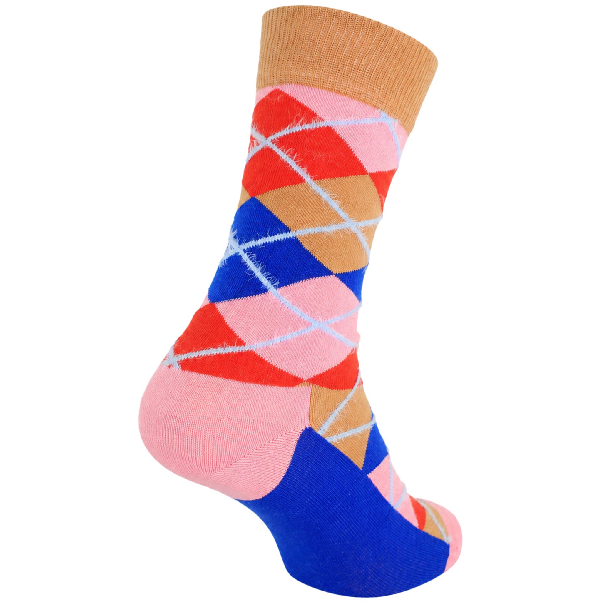 Happy Socks Mens 1-Pack Pink Argyle Pattern - Multicolour Cotton