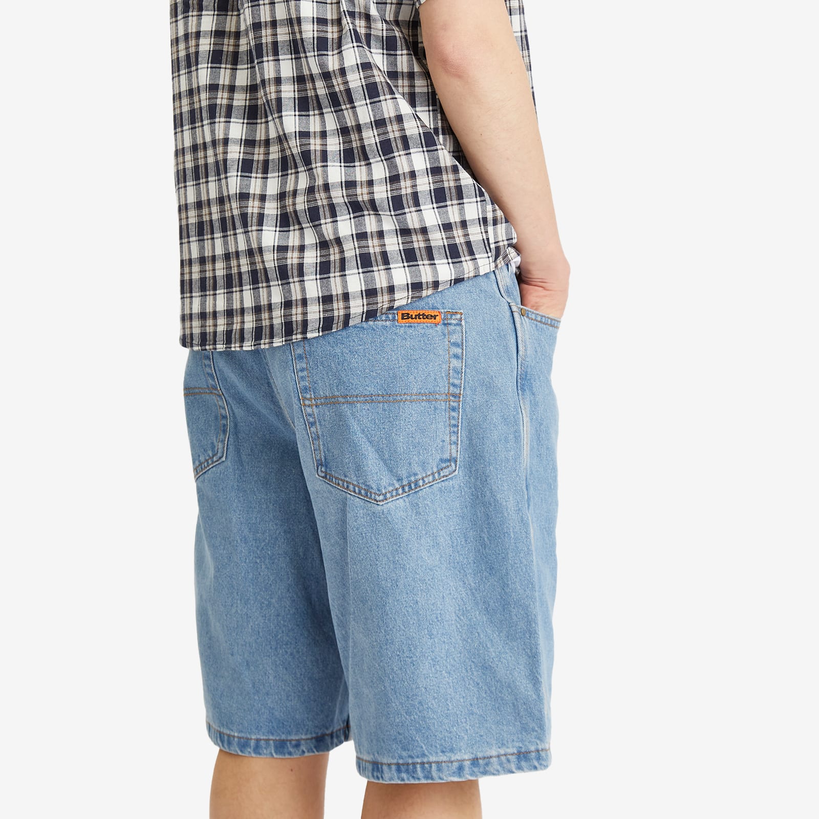 Butter Goods Men's Baggy Denim Shorts in Washed Indigo