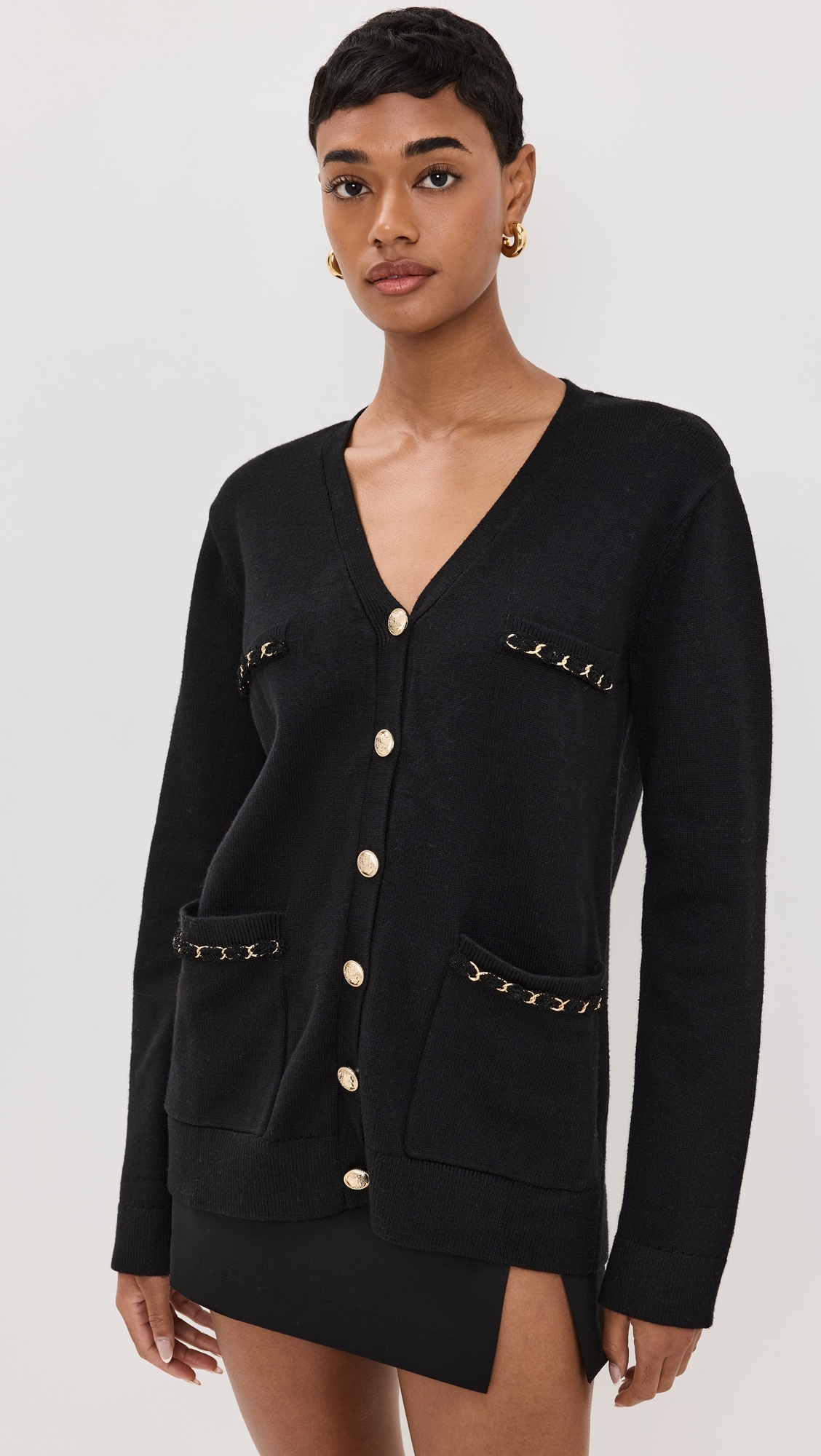 Chain Oversized Cardigan Black