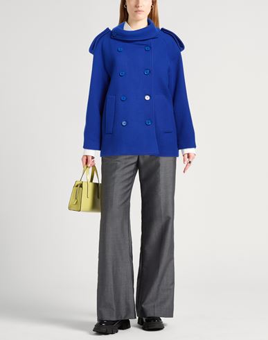 Woman Coat Bright blue Size 2 Virgin Wool, Polyamide, Cashmere