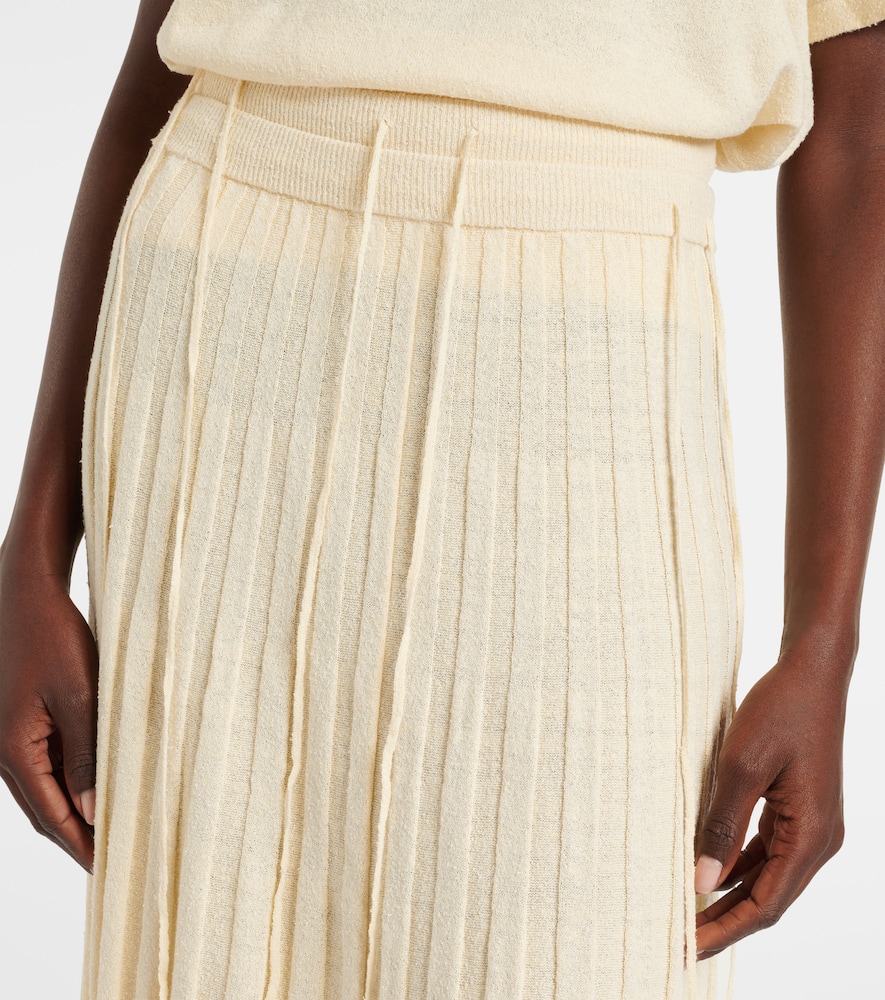 Linen and silk-blend maxi skirt