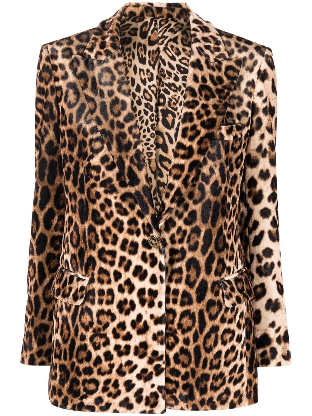 Leopard-print blazer - Brown