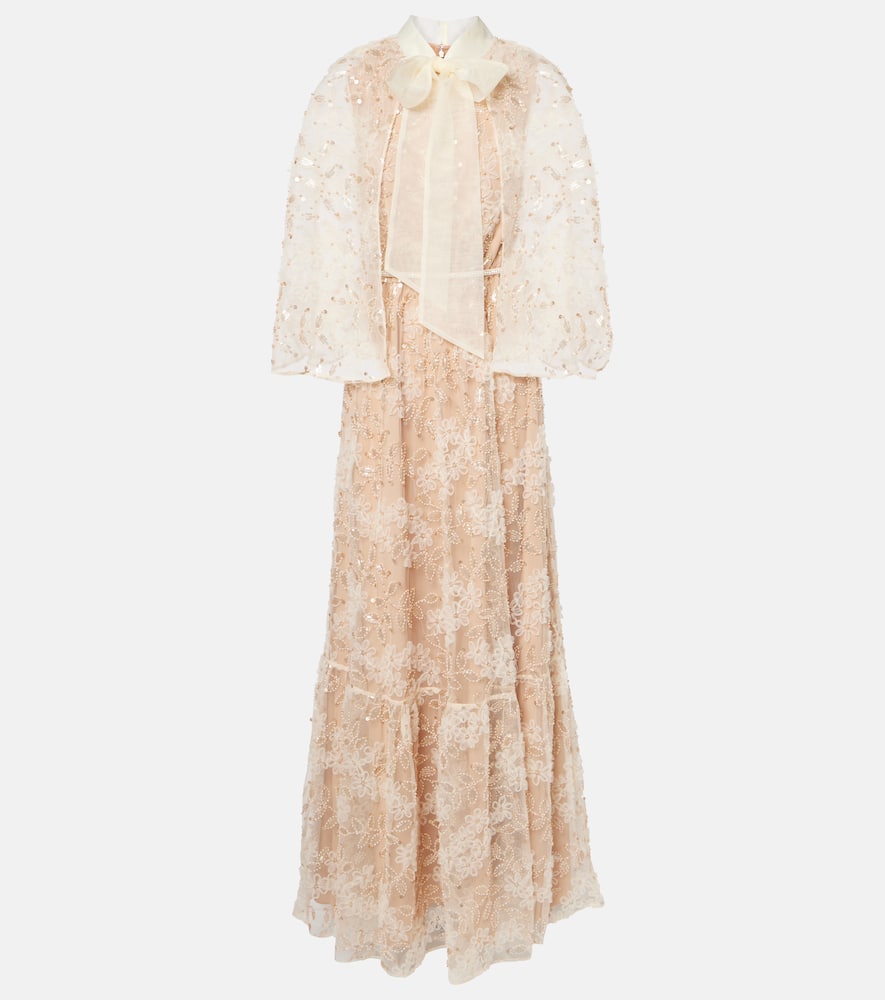 Self-Portrait Embroidered caped gown