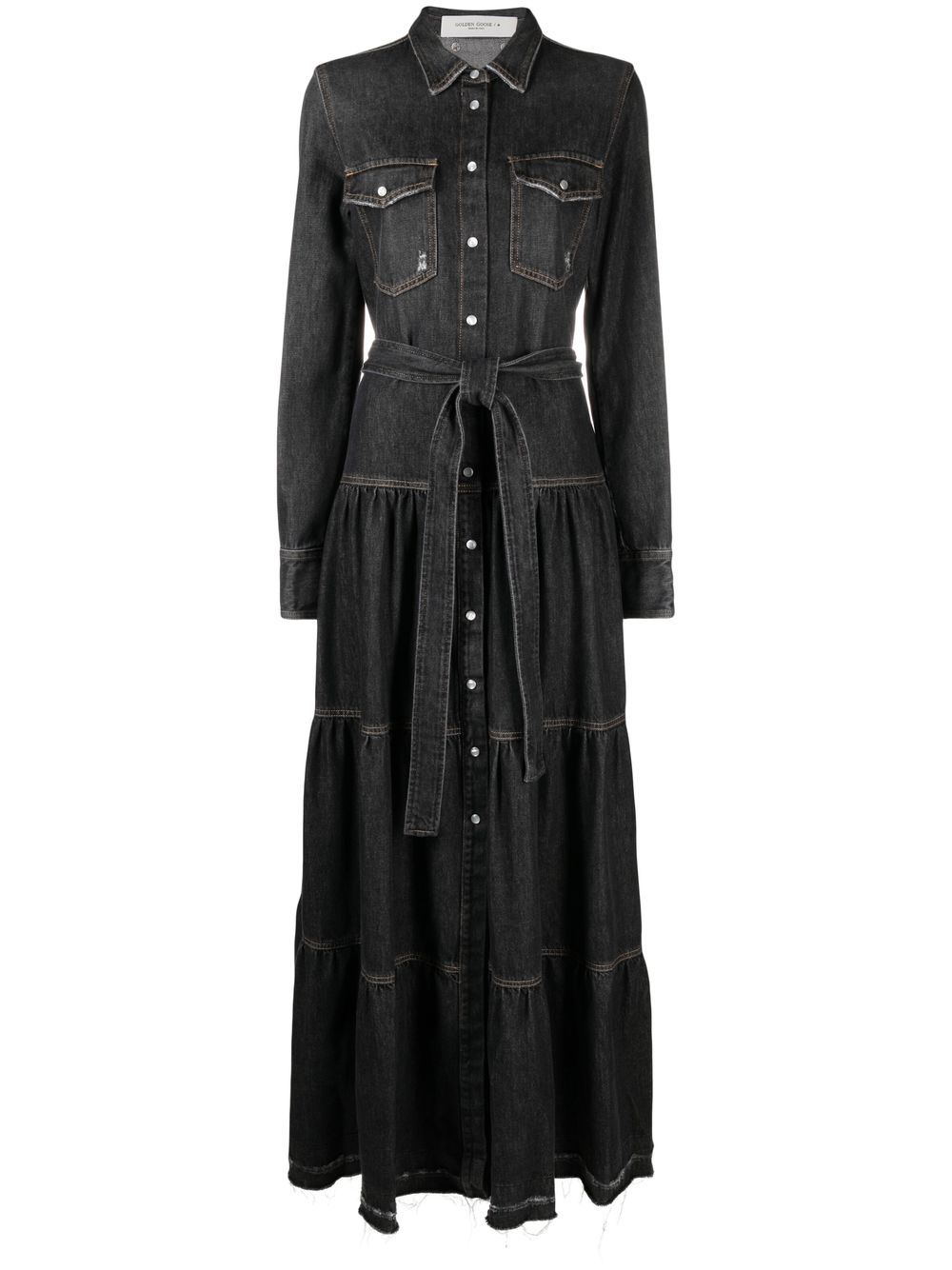 Distressed denim shirt dress - Black