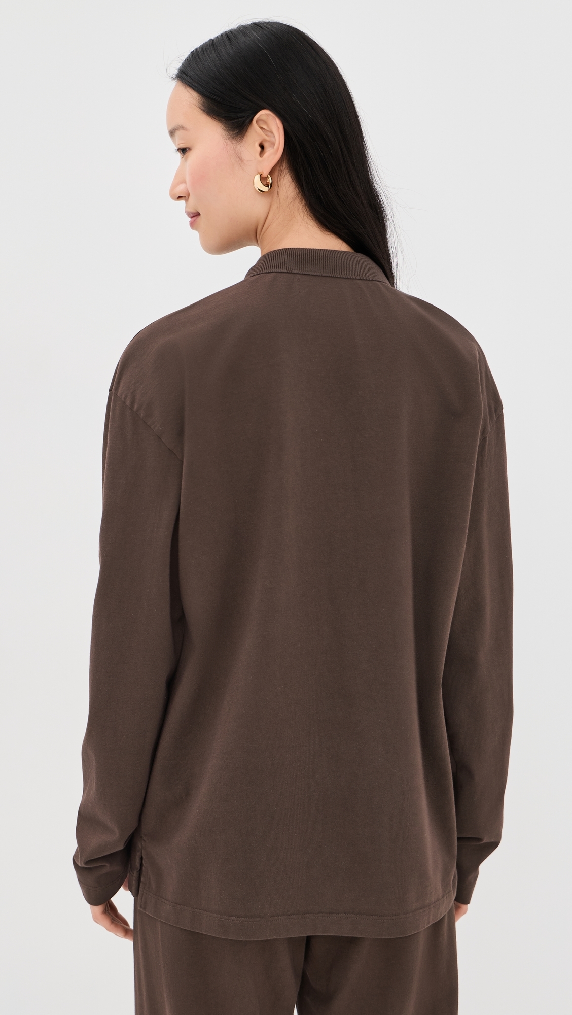 Long Sleeve Oversized Polo Tee Americano