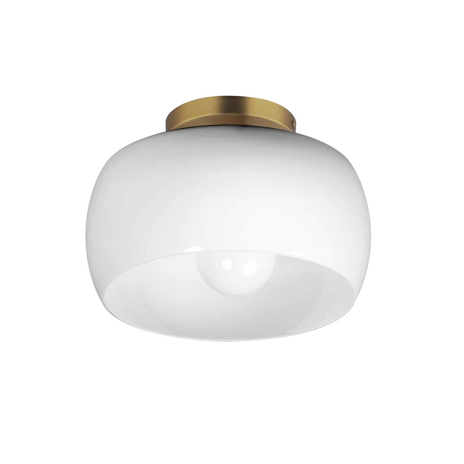 White Natural Aged Brass Flush Mount from the Glazed Collection