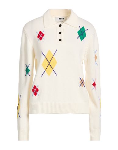 Woman Sweater Ivory Size M Merino Wool, Cashmere