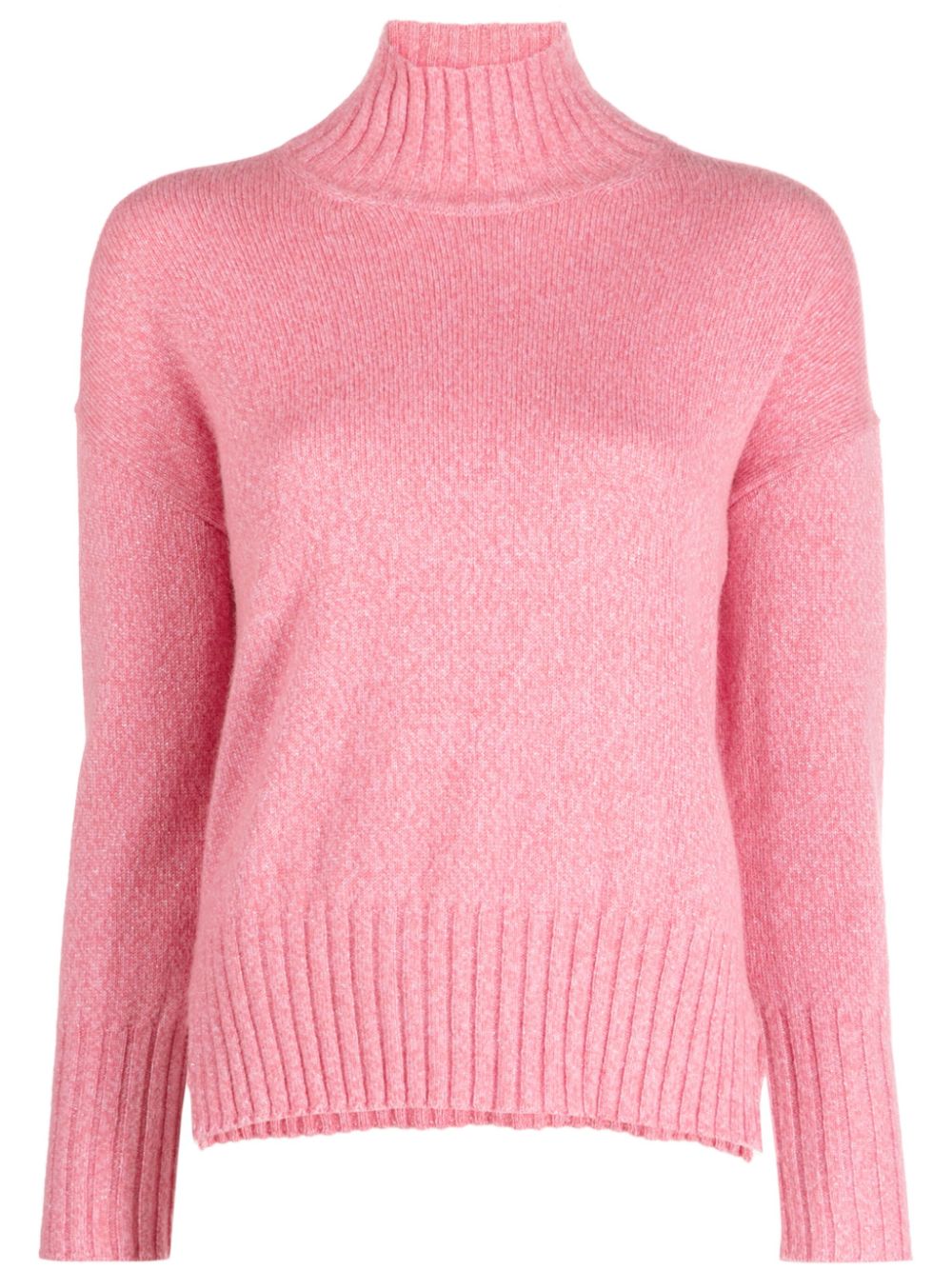 High-neck side-slits jumper - Pink