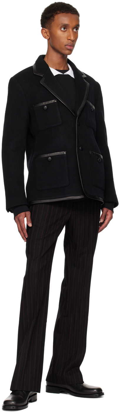 ERNEST W. BAKER ブラック ピンストライプ フレアパンツ