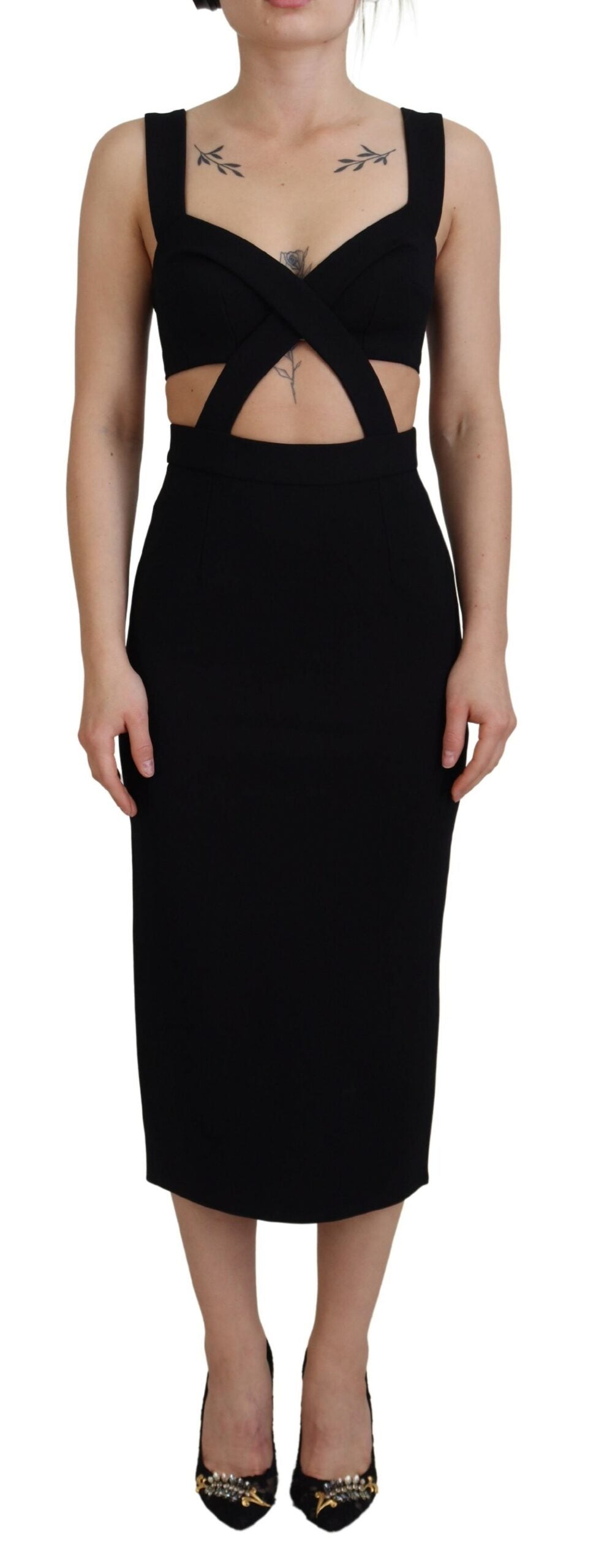 Viscose Bodycon Sheath Dress — Black