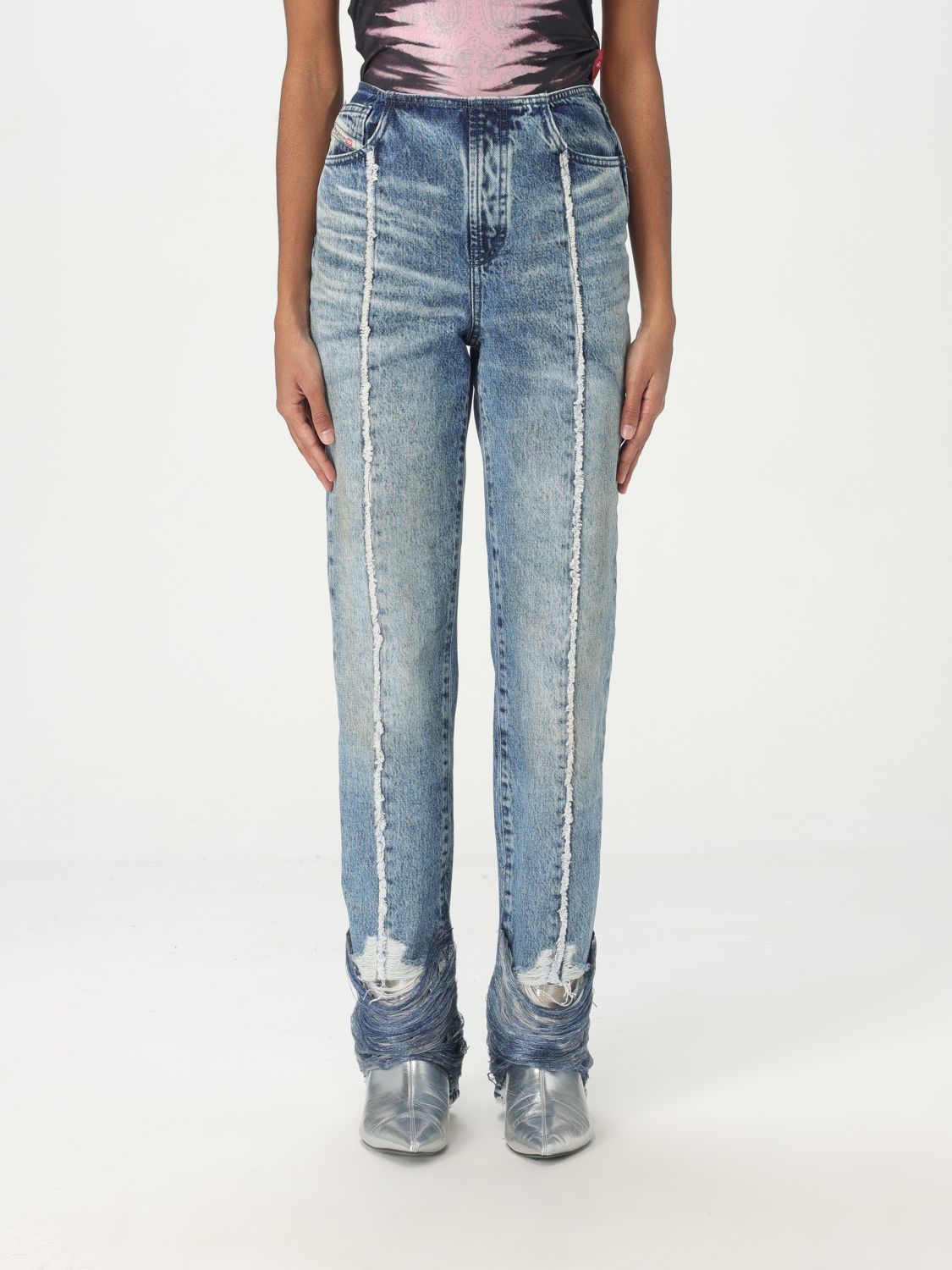 Pants DIESEL Woman color Gnawed Blue