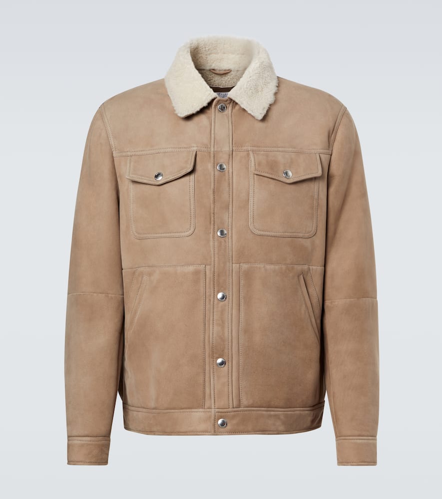 Shearling-trimmed suede jacket