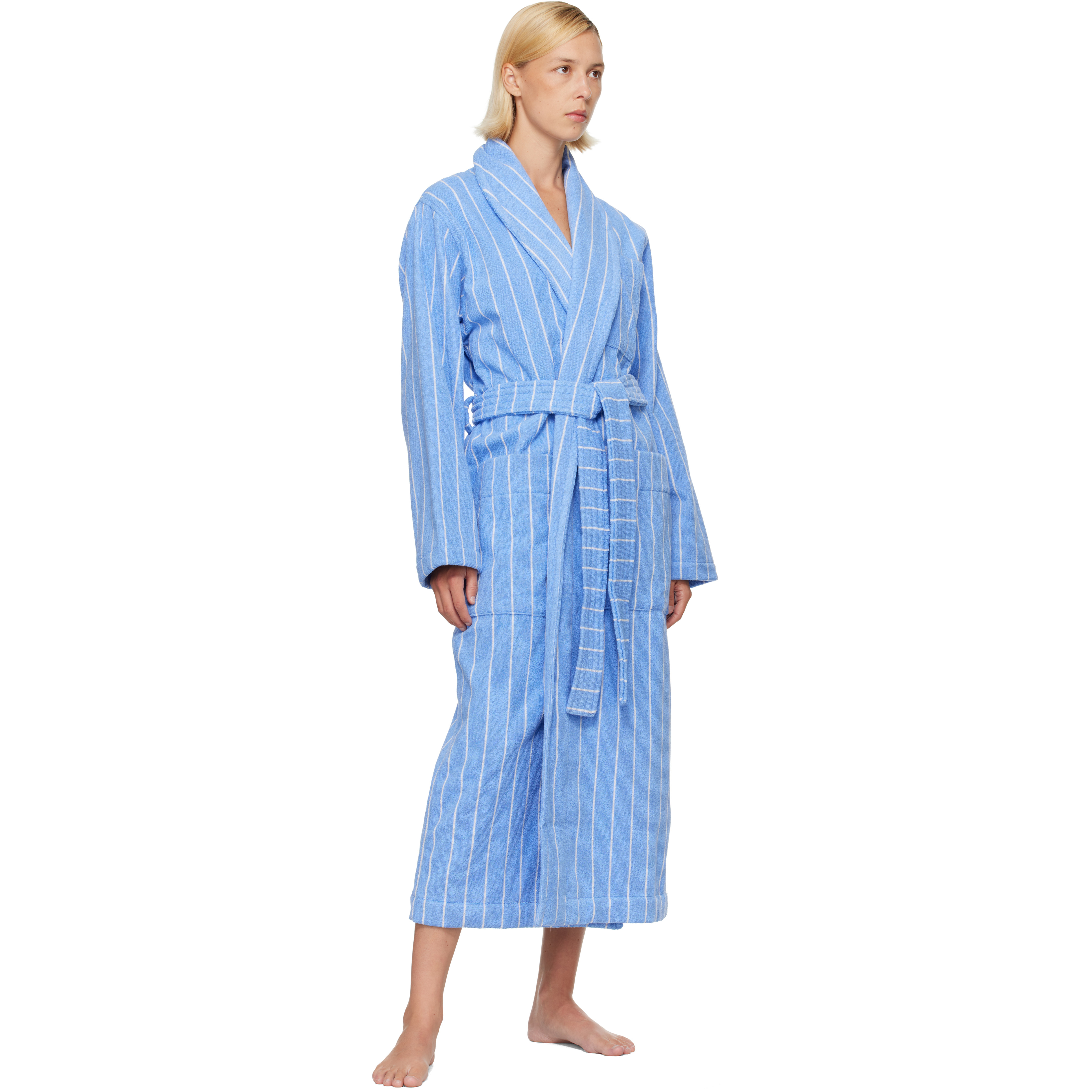 Blue & White Terry Classic Bathrobe