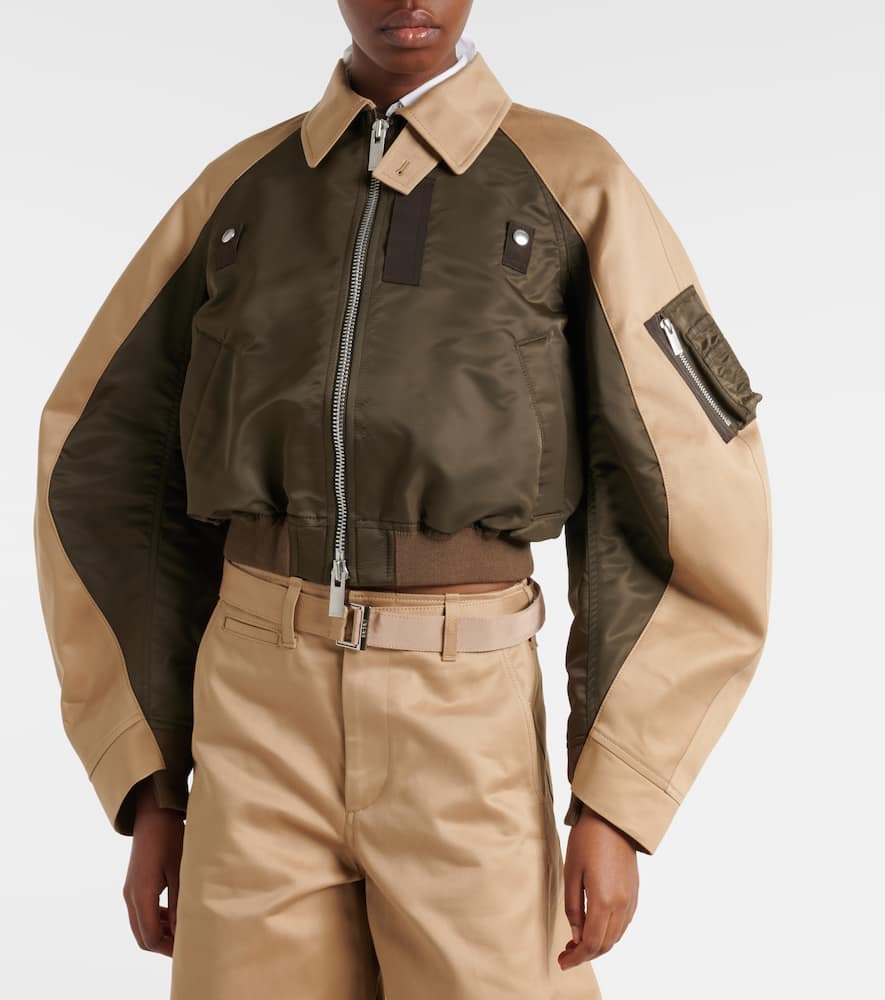 Cropped cotton chino and twill blouson jacket