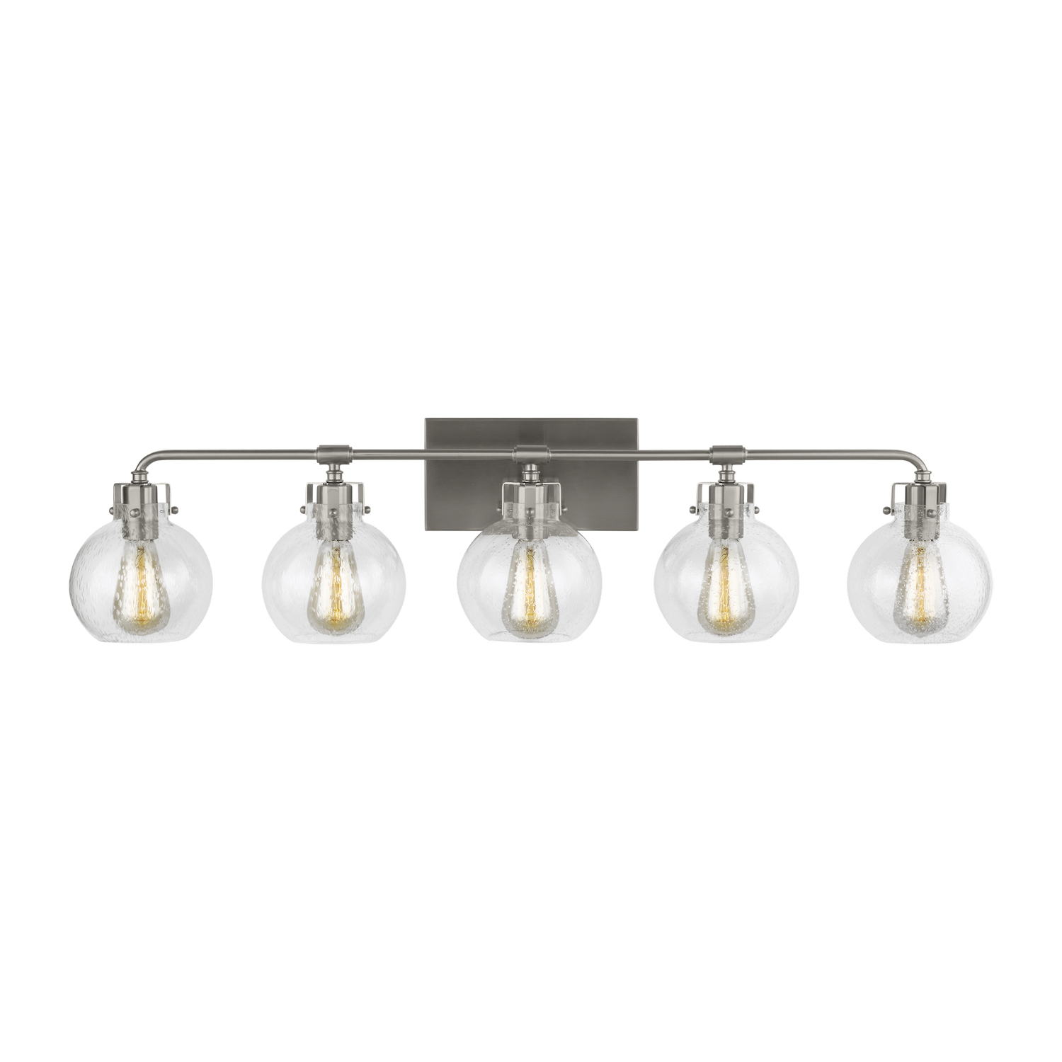 Visual Comfort Studio Clara 5-Light Bathroom Vanity Light in Satin Nickel by Sean Lavin