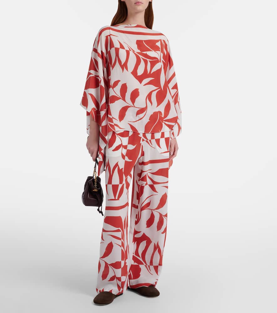 Voto printed silk wide-leg pants