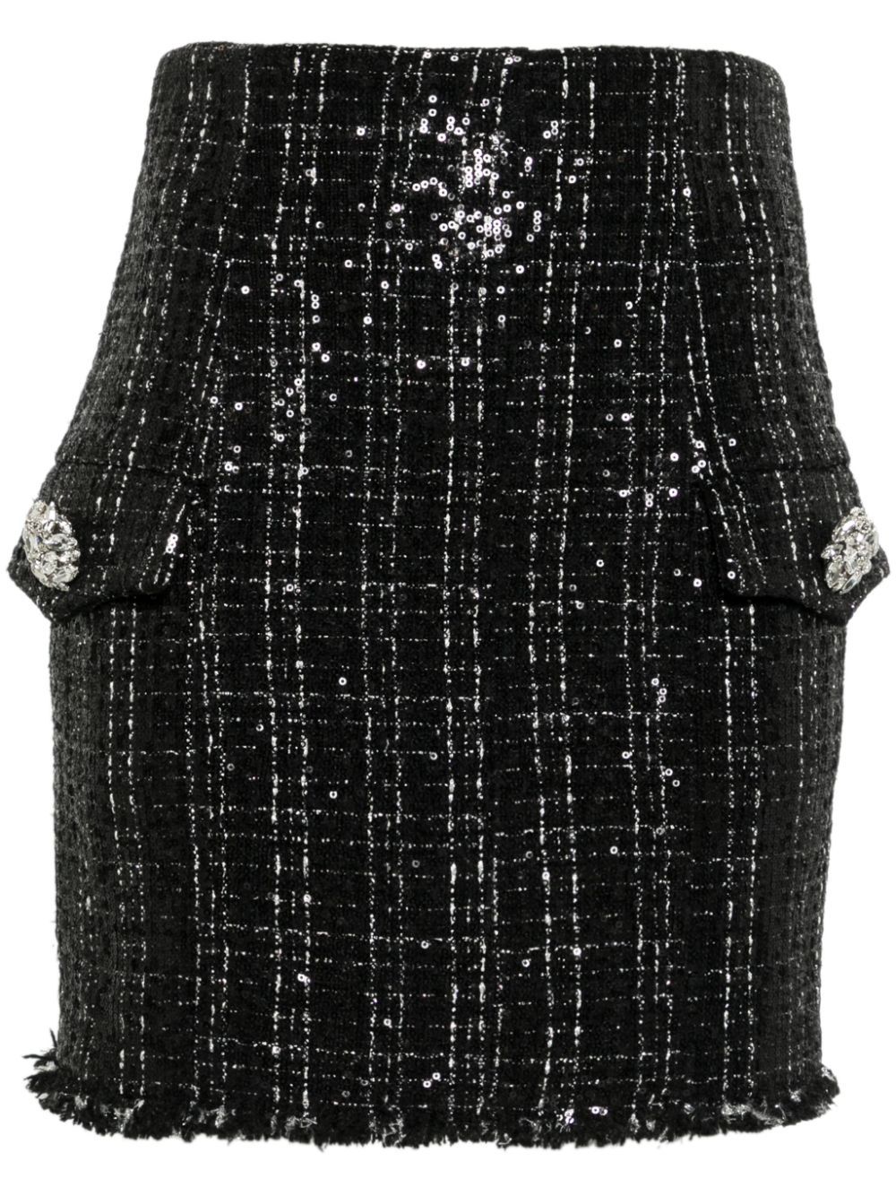 Sequinned tweed miniskirt - Black