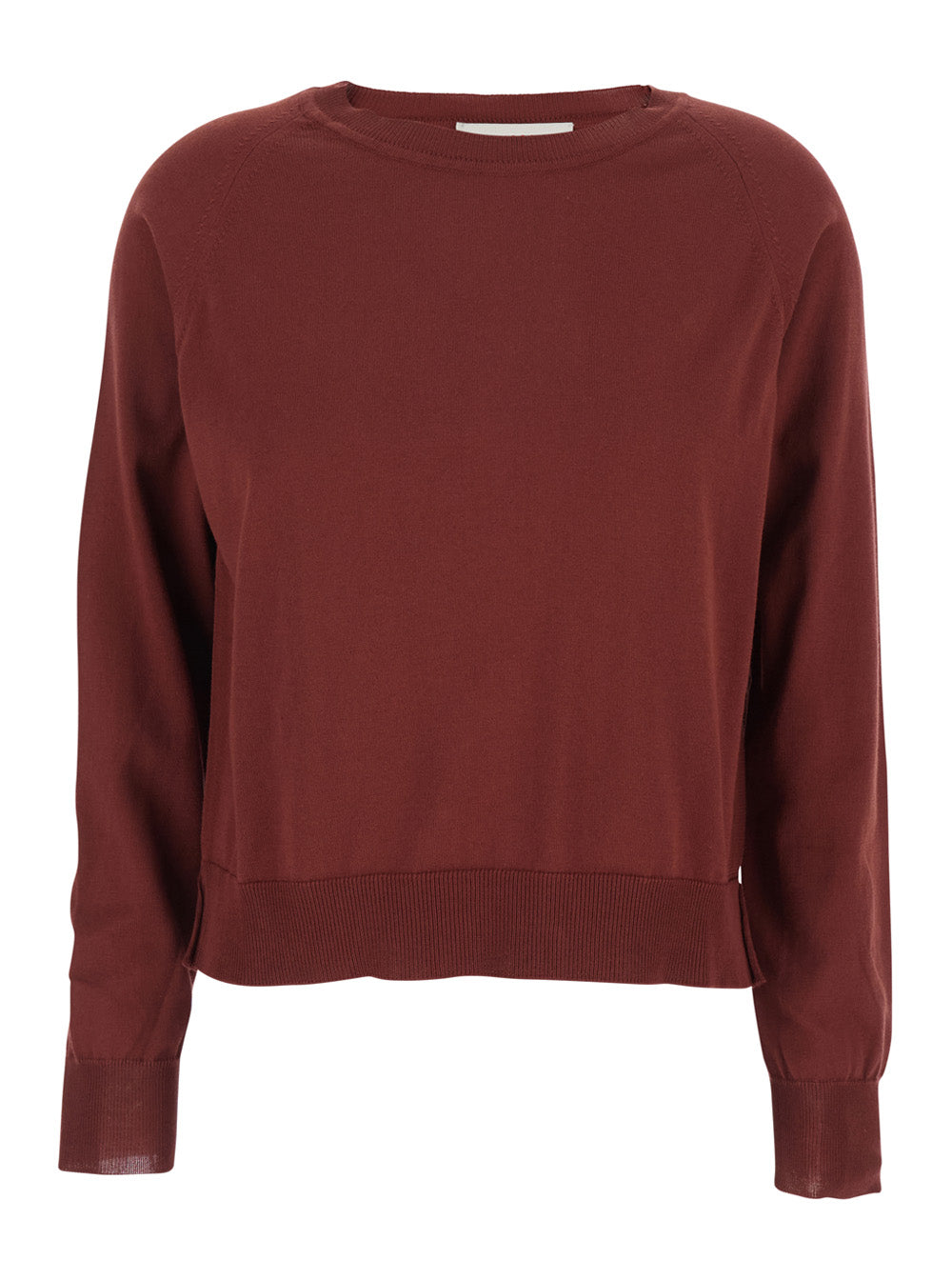 Crew Neck Cotton Sweater — Red