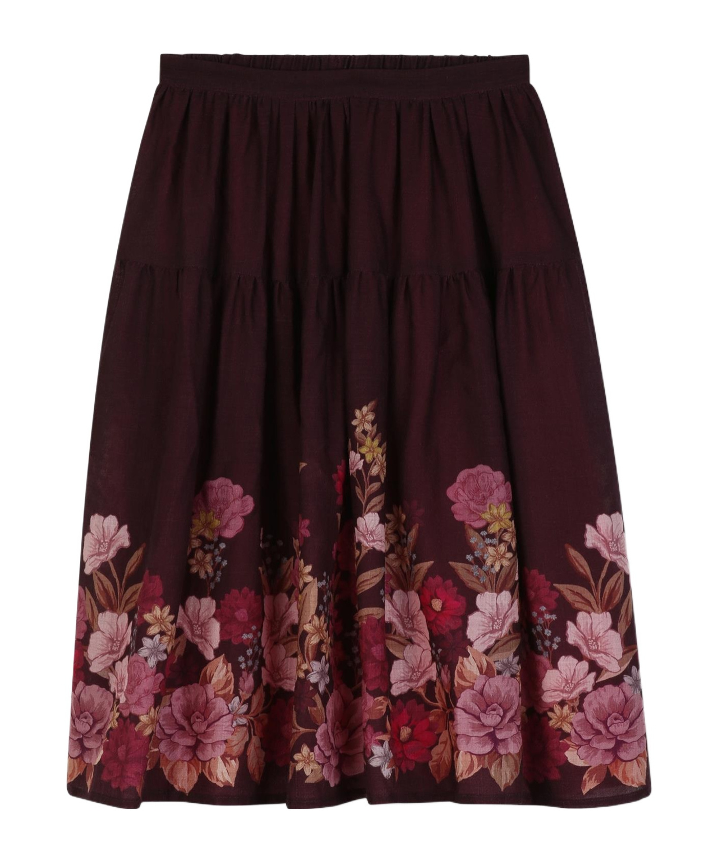 Floral-print tiered skirt