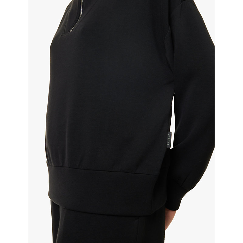 Womens Black Hawley Funnel-neck Stretch-woven Jersey Sweatshirt S