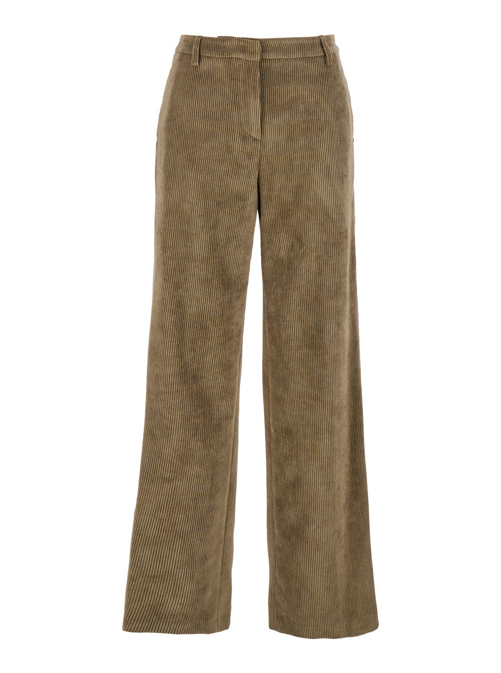 Ribbed Velvet Trousers — Green