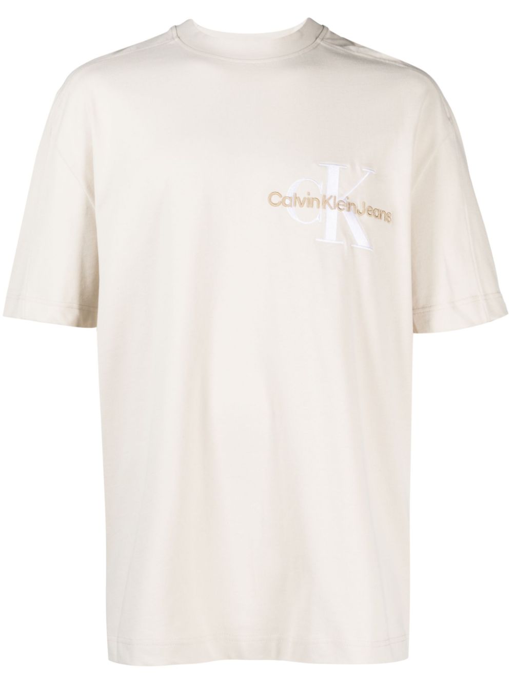 Logo-embroidery cotton T-Shirt - Neutrals