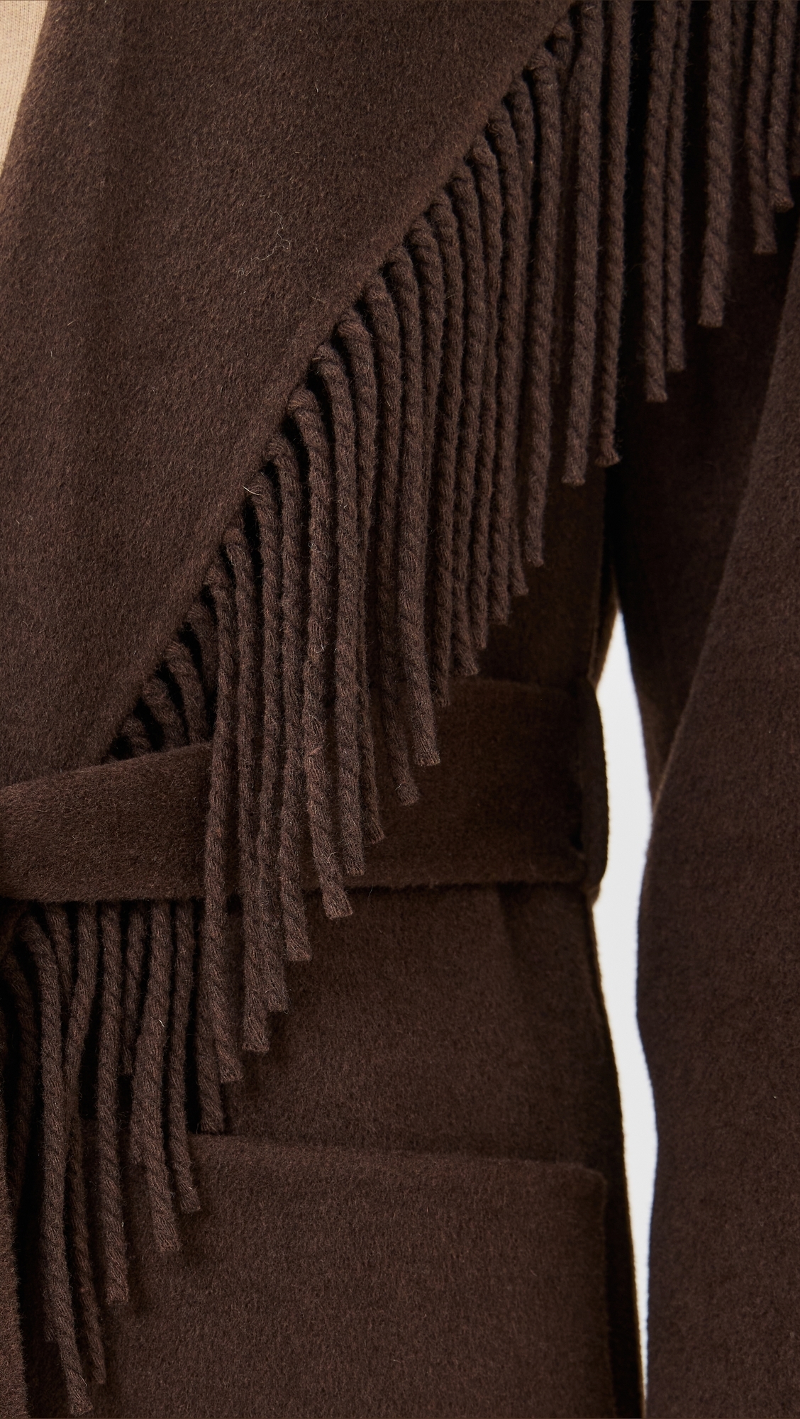 Carrie Fringe Robe Coat Chocolate