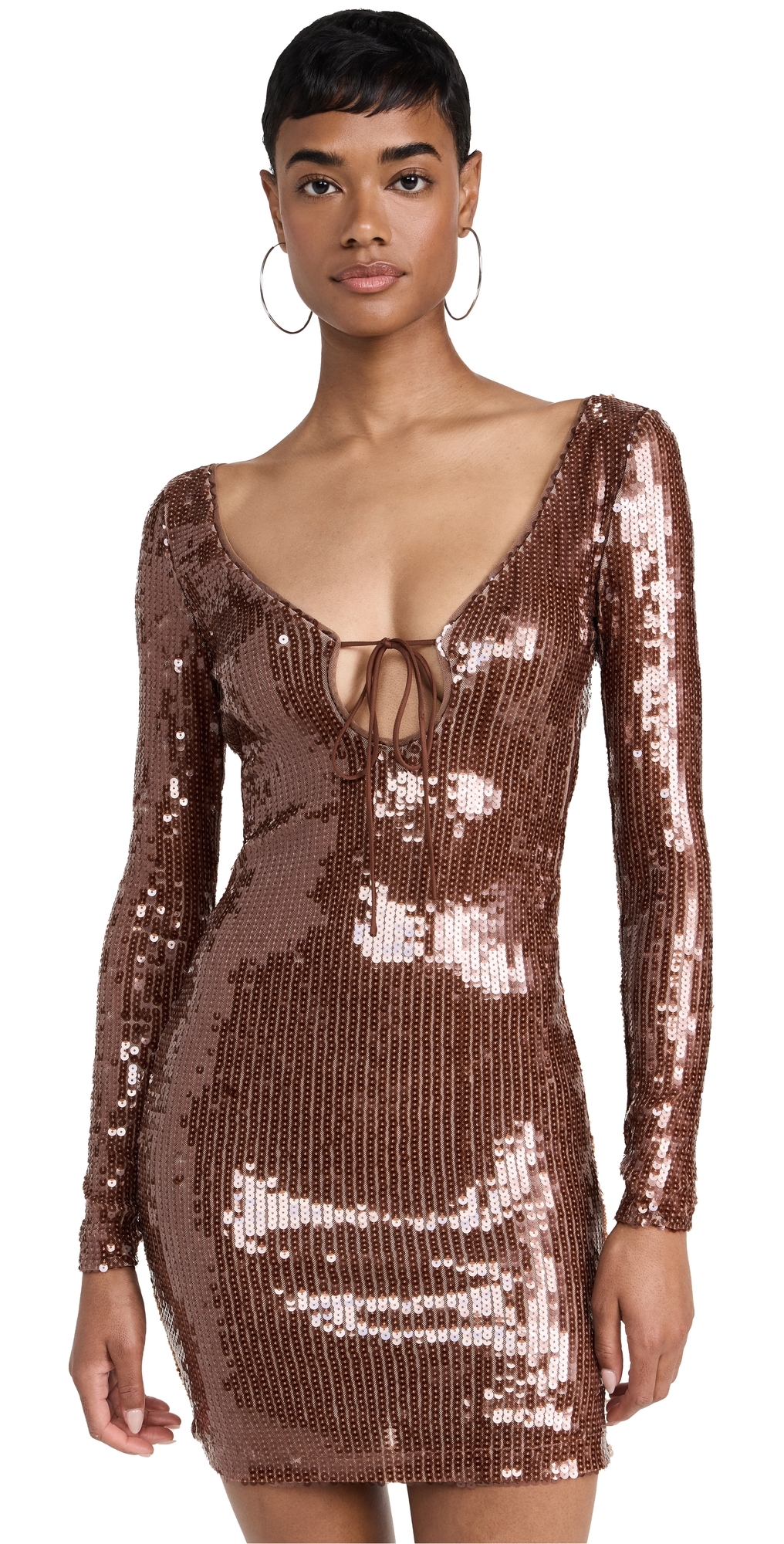 BARDOT 여성 Verona Sequin Mini Dress Chocolate