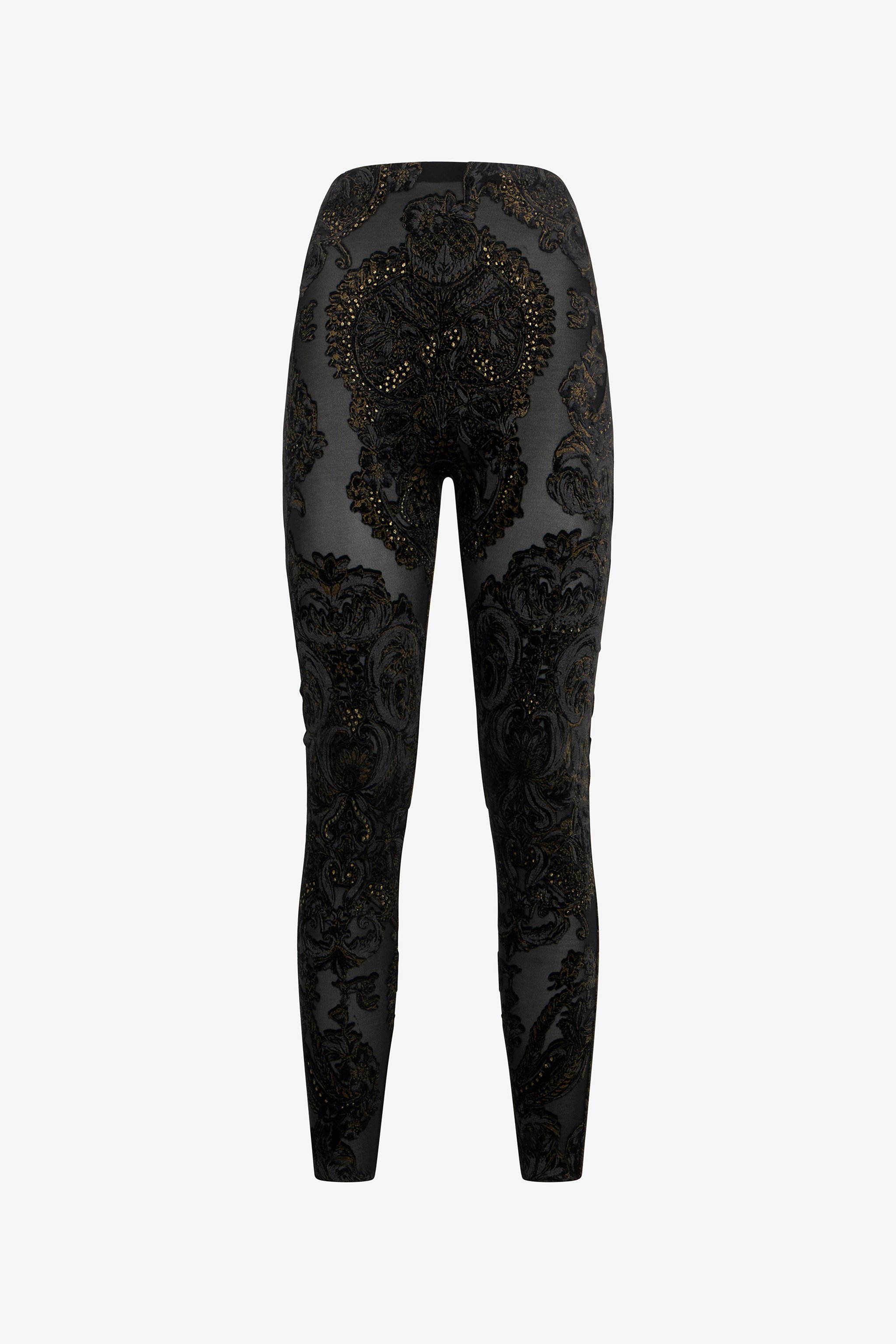 Devoré Chenille Leggings With Ornamental Print