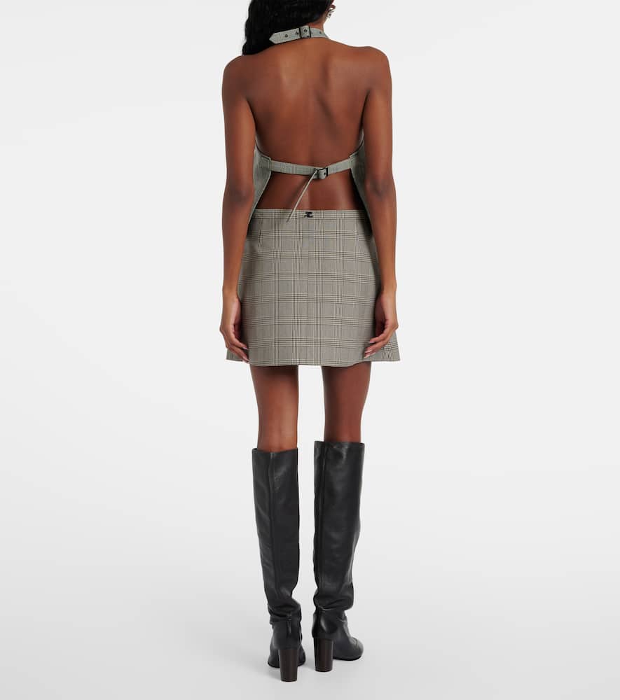 Wardrobe. NYC Prince of Wales check open-back wool top