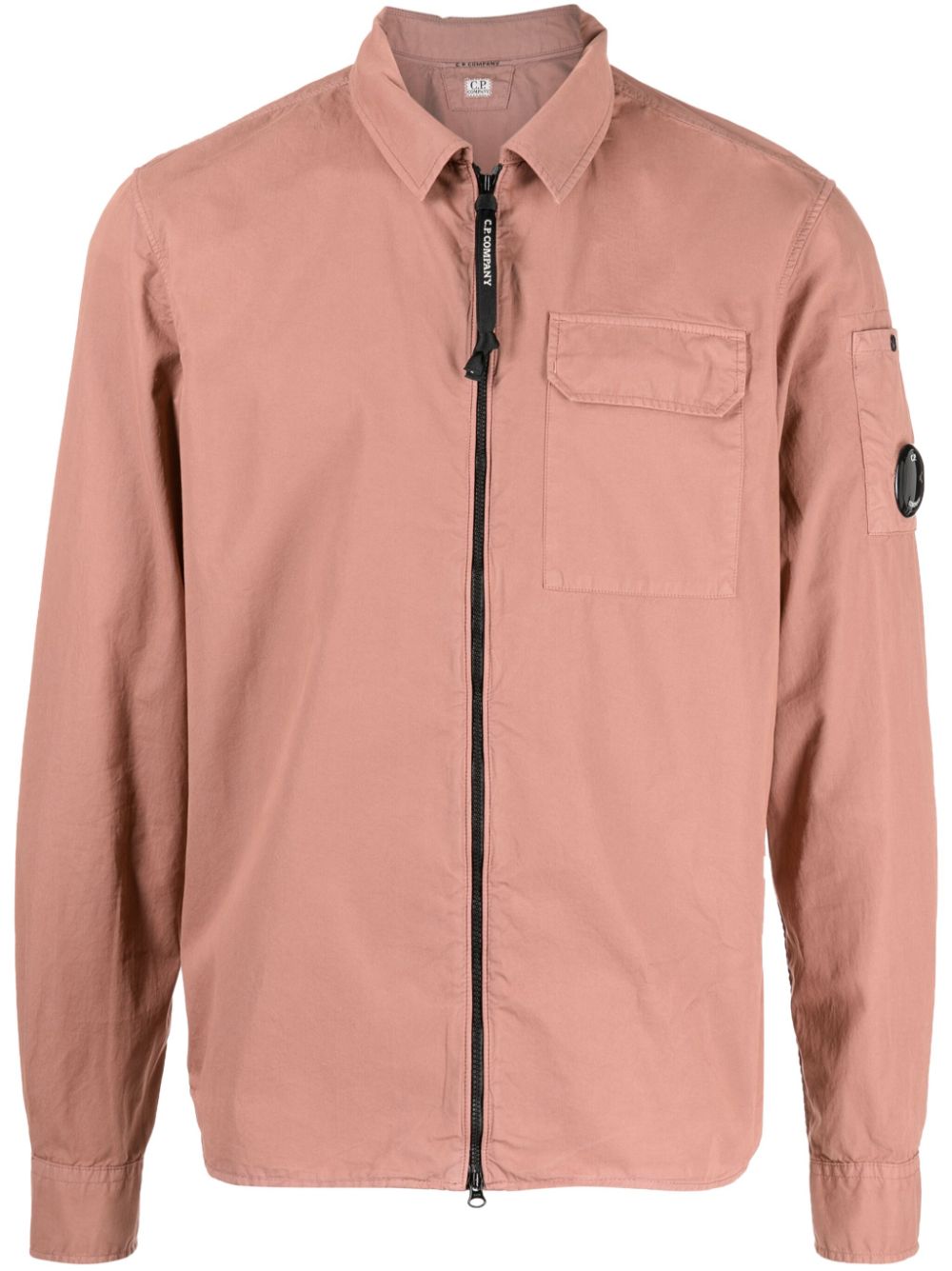 Lens-detail cotton shirt jacket - Pink