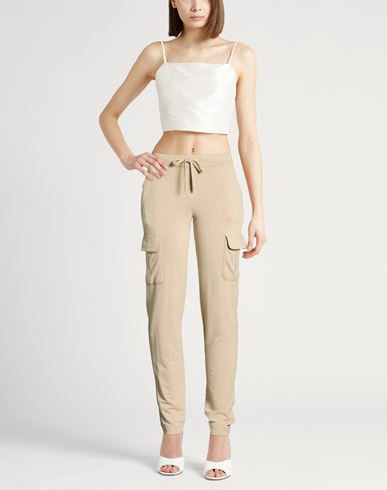 Woman Pants Khaki Size 2 Viscose, Elastane