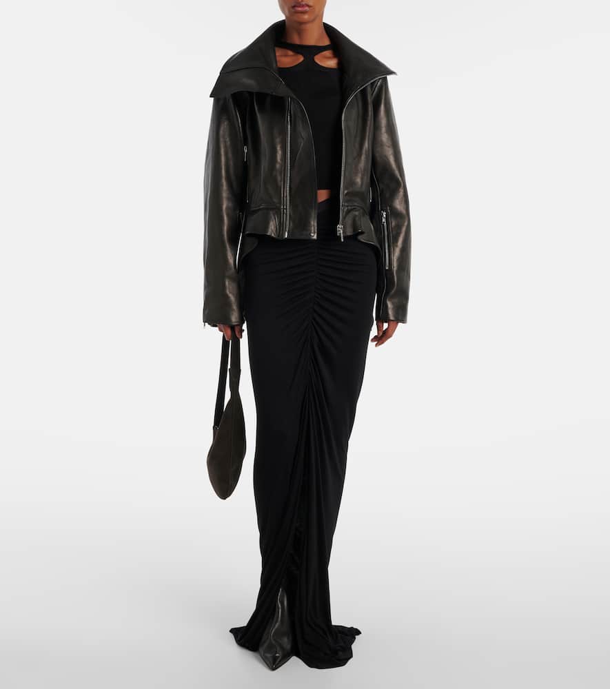 Asymmetric leather jacket