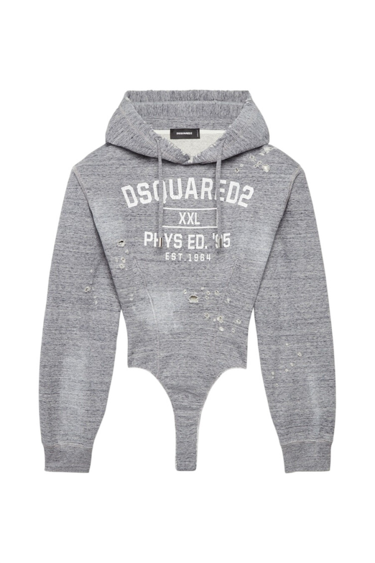 Grey Graphic Hood Sweatshirt