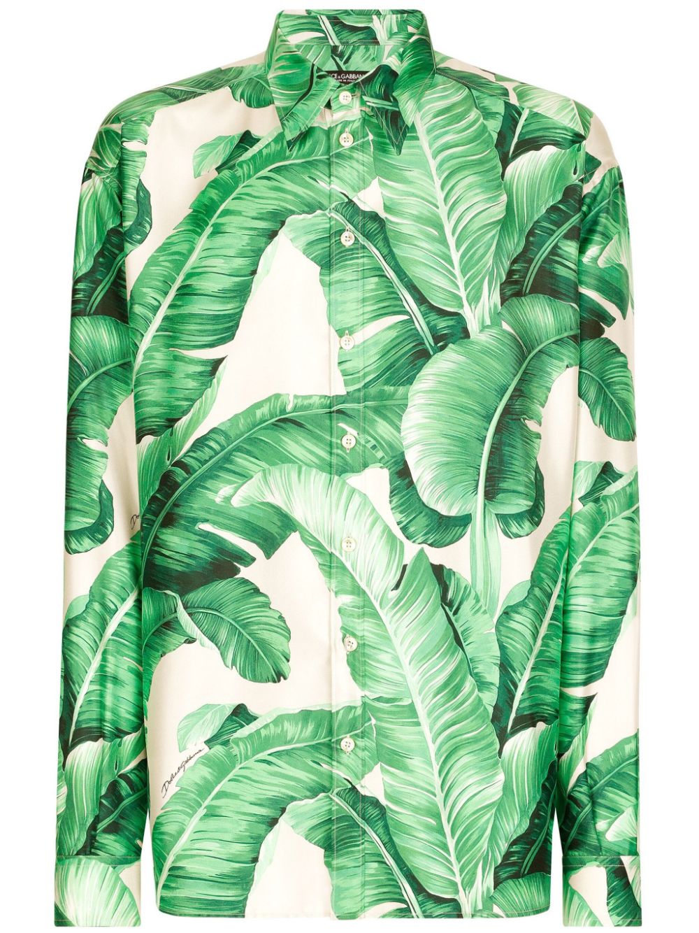 Leaf-print silk shirt - Green