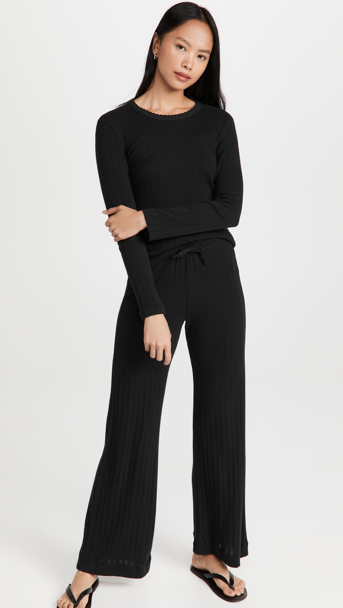 Pointelle Slim Fit Long Sleeves