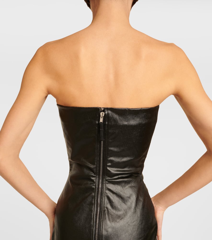 Bustier-detail denim gown